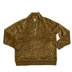 Madewell MWL Women's Jacket Size XS Light Brown/ Copper Velour Pullover 1/2 Zip